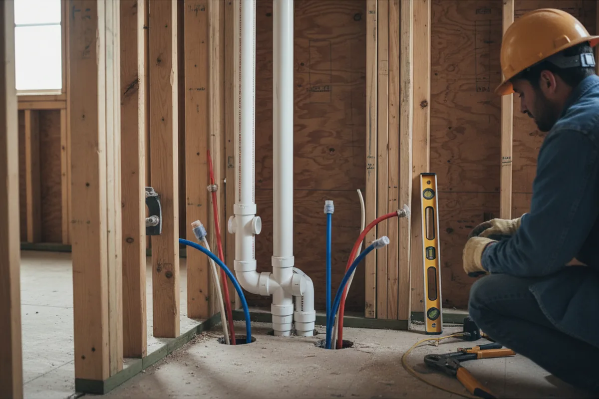 Drain and supply rough-in during Leak Detection in Siloam