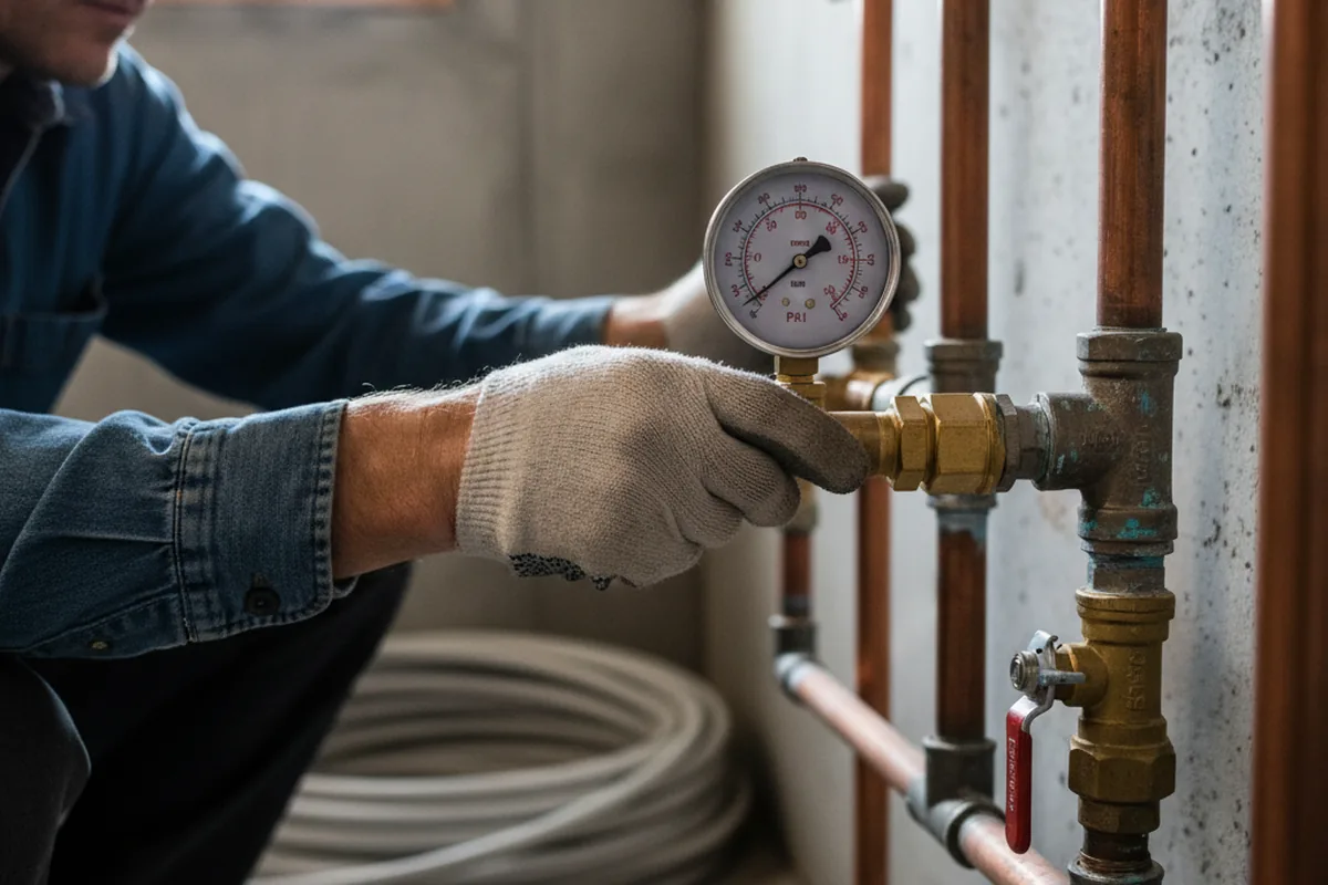 Pressure testing a repaired line during Water Line Repair in Siloam
