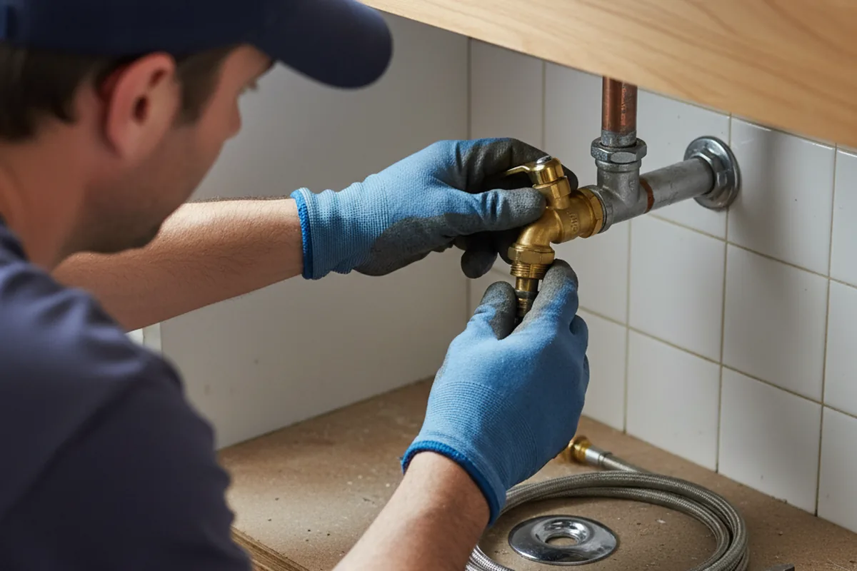 Shutoff valve and fitting work during Burst Pipe Repair in Siloam